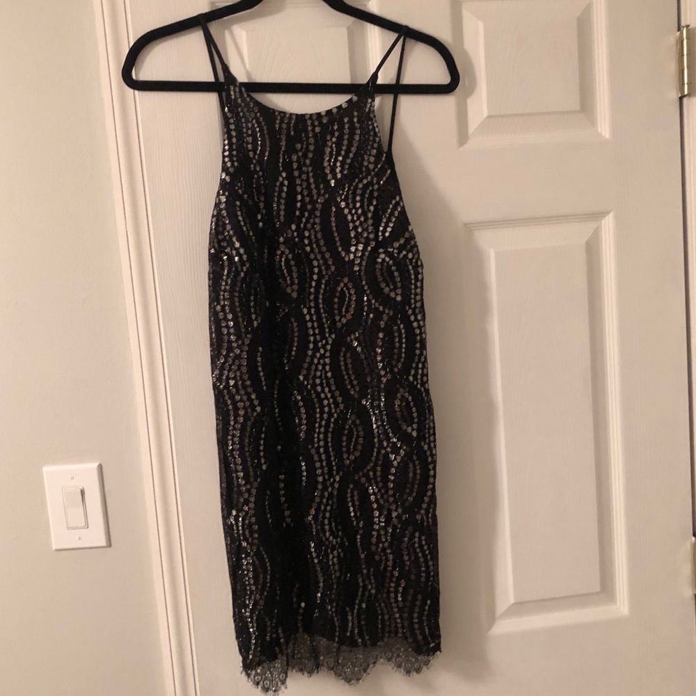 Eight Sixty black and silver cocktail dress